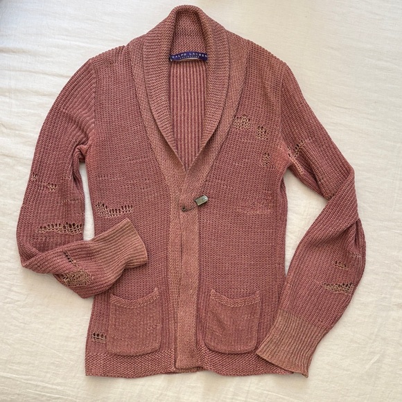 Ralph Lauren Sweaters - Ralph Lauren Dusty Rose Shawl-Collar Toggle Cardigan